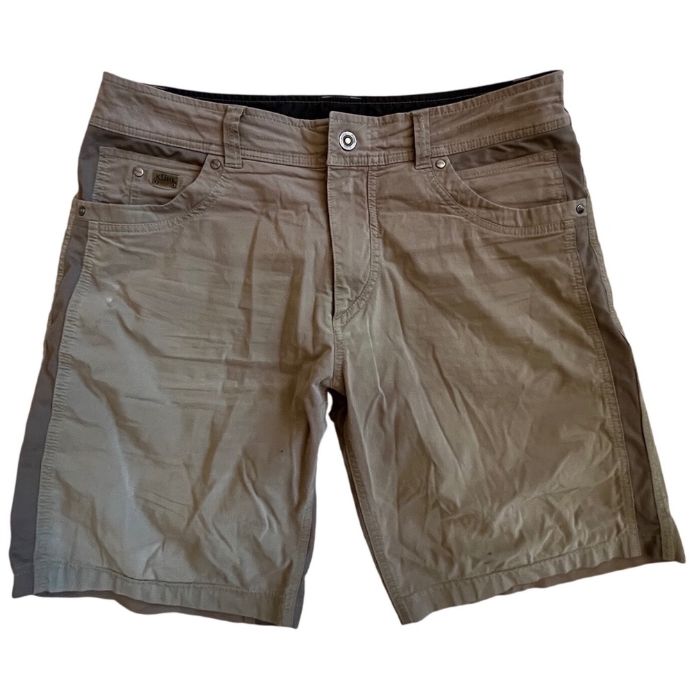 Kuhl Renegade Cargo Shorts‎ Mens 36 Khaki Tan Hiking Outdoor Tech Stretch Shorts